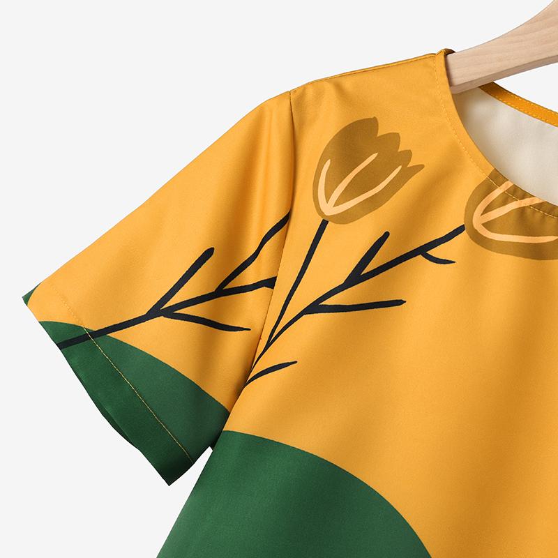 ZANZEA Women Print Blouse and Pants Casual Two Piece Set