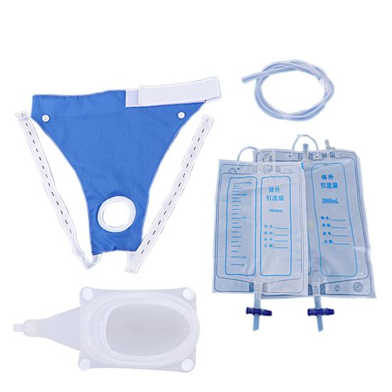 Wearable Urine Collector with 2 Drainage Bags Silicone Catching Capsule Breathable Fixation Pants for Elderly Patients
