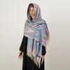 Ethnic Style Women Printed Shawl Autumn Winter  Muslim Hijab Imitation Cashmere Tassels Scarves Luxury Thick Warm Scarf Female