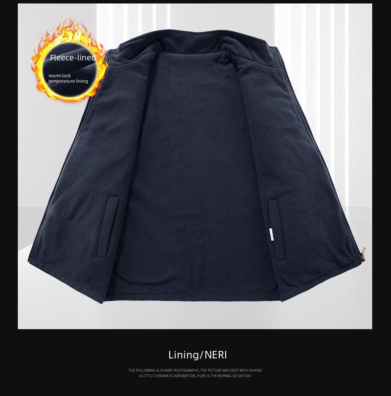 Мужской двухсторонний флисовый жилет для активного отдыха - утолщенный флисовый жилет на осень/зиму