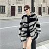 Zebra Pattern Fur Coat Retro Fluffy Imitation Fox Fur Coat Autumn and Winter New Medium and Long Cardigan Top