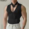 Мужские безрукавки с вырезом V-образным вырезом в полоску, повседневные трикотажные жилеты