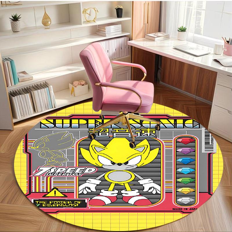 Sonic Print Round Rug, Washable Floor Carpet, For Entryway Dorm Laundry Room Office Study, Home Decor Birthday Christmas Gift