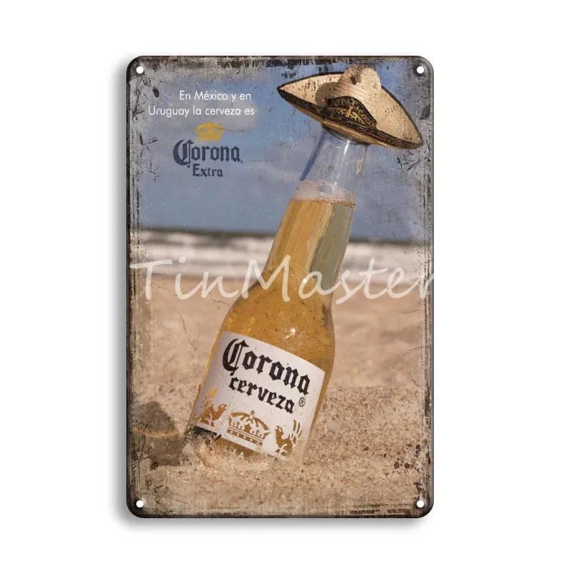 Металлическая жестяная вывеска CORONA EXTRA, винтажный пивной плакат, декоративные таблички, ретро-бар, декоративная тарелка с черепом, настенные наклейки из металла