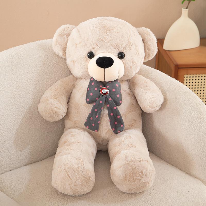 Teddy Bear Plush Toy With Bow Tie Cute Stuffed Animal Gift For Kids Room Decor