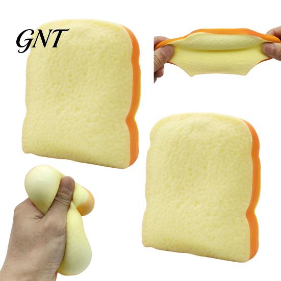 Sliced Bread Sensory Toy 1/2Pcs Simulated Toast Stress Relief Toy, Squeeze Soft Stretchy Fake Food Fidget for Kids Teens Adults Desk