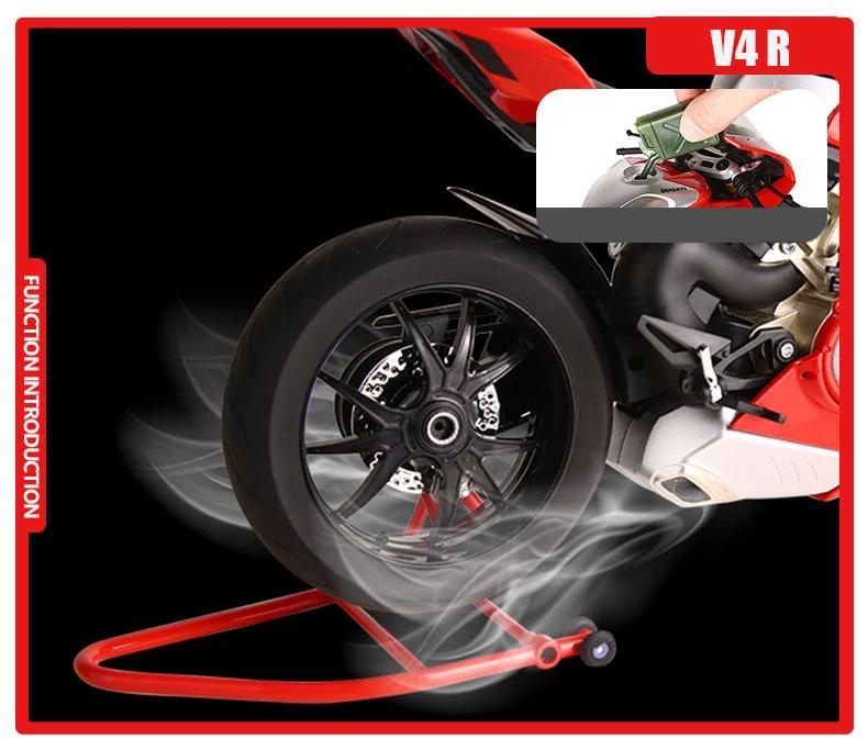 Спрей 1:6  Ducati V4S 1/9 H2R Racing мотоцикл Сплав Литье под давлением Модель автомобиля Звук и свет Динамические украшения Коллекция