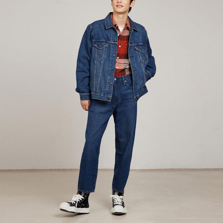 Levis Хлопковая джинсовая куртка с длинным рукавом на пуговицах унисекс куртки синего цвета 85248-0019