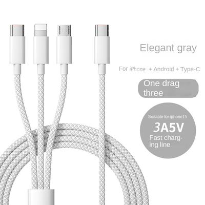 3 в 1 кабель для быстрой зарядки типа C 100 Вт для Xiaomi iPhone Poco Micro Type C кабель для зарядки шнур несколько проводов для зарядки 1 м/1,5 м/2 м