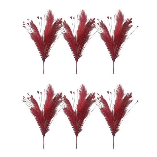 6 шт. Декор из искусственной пампасной травы 17,7" Короткие пушистые искусственные ветки пампасов Многоцветные искусственные помпоны