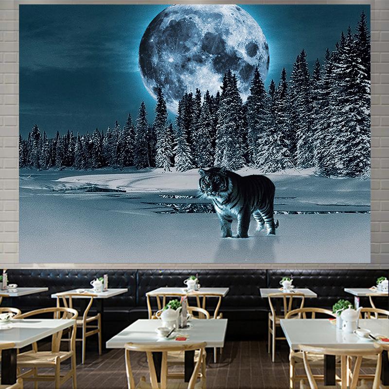 Скандинавский американский лесной тигр, большой гобелен, настенный гобелен с геометрическим рисунком, гобелен в стиле хиппи, домашний декор, эстетическое украшение