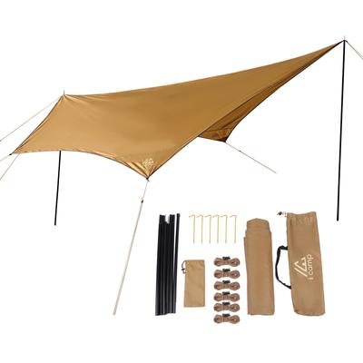 Icamp solo tarp брезент один пентагон брезент легкий 2 кг с 2 стойками x защита от ультрафиолета давление воды 3000 мм solocamp солнцезащитный козырек блокирует ультрафиолет