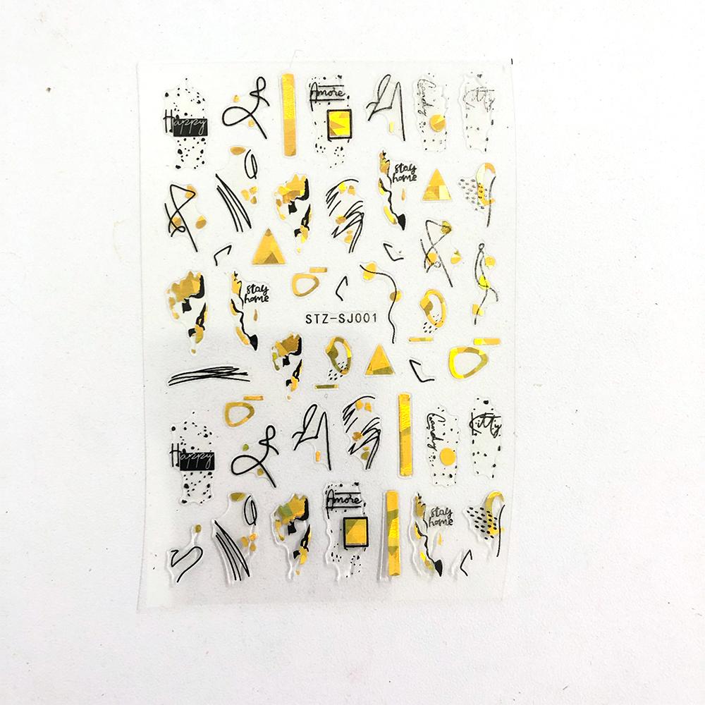 Abstract Line DIY Nail Stickers for Women Girls Nail Art Decorations Rose Gold Spring 3D Sliders for Manicure Nail Polish Decals