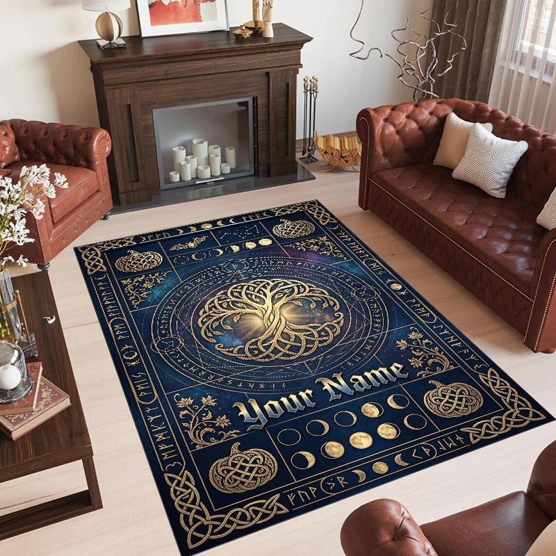 Witchcraft Theme Crystal Velvet Rug Personalized Custom Name Text Soft Floor Mat Home Decor