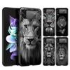 Lion Wild Animals Phone Case For Samsung Galaxy Z Flip3 Flip4 Flip5 Shell For Z Flip 3 Flip 5 4 5G Black Hard Folding Cover
