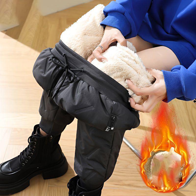 Женские плюшевые толстые флисовые спортивные штаны прямого кроя, водонепроницаемые брюки для улицы, ветрозащитная верхняя одежда, термобрюки 1 шт.