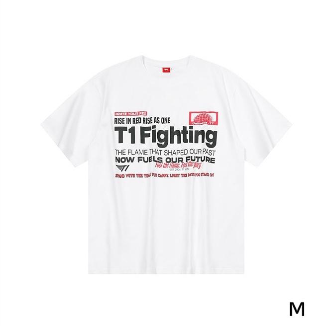 Официальная футболка T1 "Fighting" с принтом - 2 цвета (Черно-белый) | Премиальная одежда для киберспорта