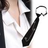 Punk Crosses Heart Chain Black Ties for School Campus Uniform Adjustable Pre Tied Necktie for Students and Teens Adults