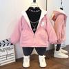 Fashion Girls Jacket Plus Velvet Autumn Winter Coats For Girl Cartoon Rabbit Hooded Windbreak Outerwear Children Clothing