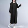 Хлопковое платье большого размера для женщины Свободное Эластичное Повседневное Платье с длинным рукавом Мягкое Однотонное