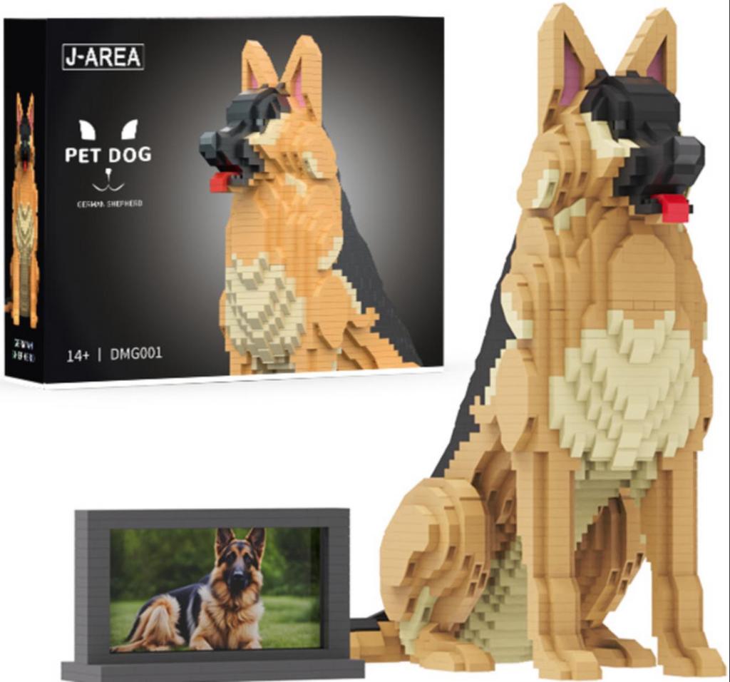 German Shepherd Dog Micro Building Blocks Toy - Simulation Animal Ornament Gift for Kids