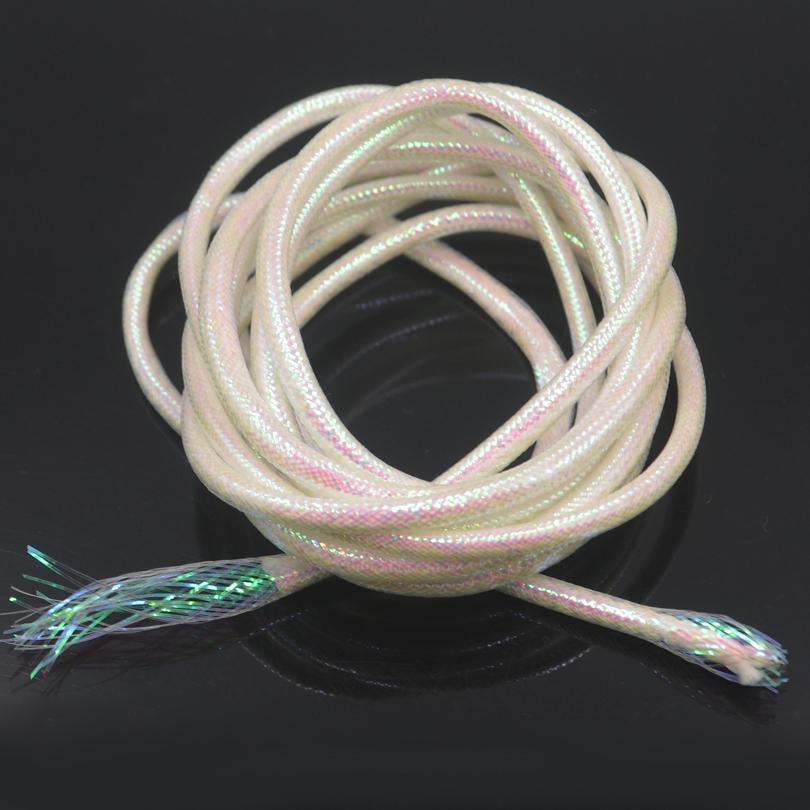 MNFT 2Packs(Total 4m) Mraided Holographic Mylar Cord 3.5mm 3mm Tubes For Fish Fly Tying Materials There Are White Lines Filling