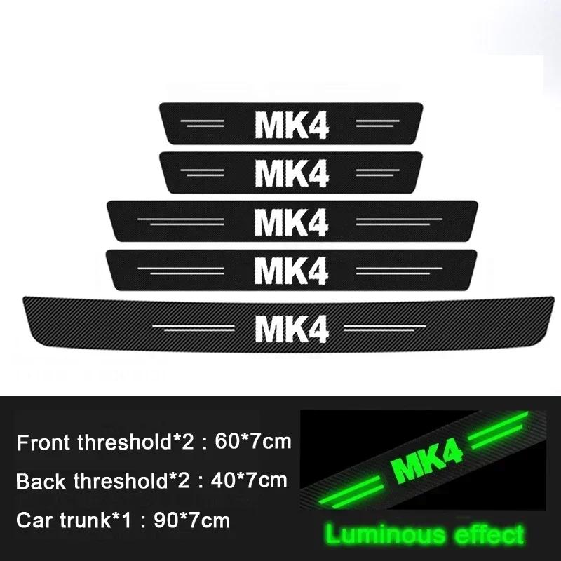 ASGBH1 For Volkswagen VW MK4 Logo Luminous Auto Door Sill Protect Decals Anti Scratching, Car Threshold Strip Welcome Pedal Sticker