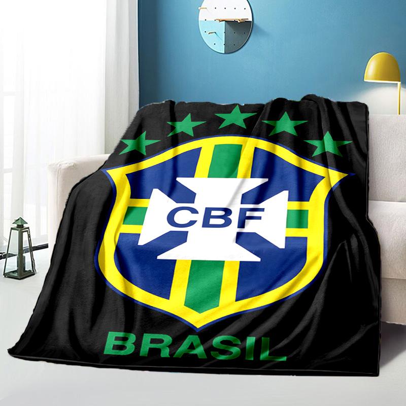 Brazilian Football Federation Printed Throws Blanket Soft Flannel Blankets for Couch Bed Gifts for Men Women Picnic blanket Christmas gifts