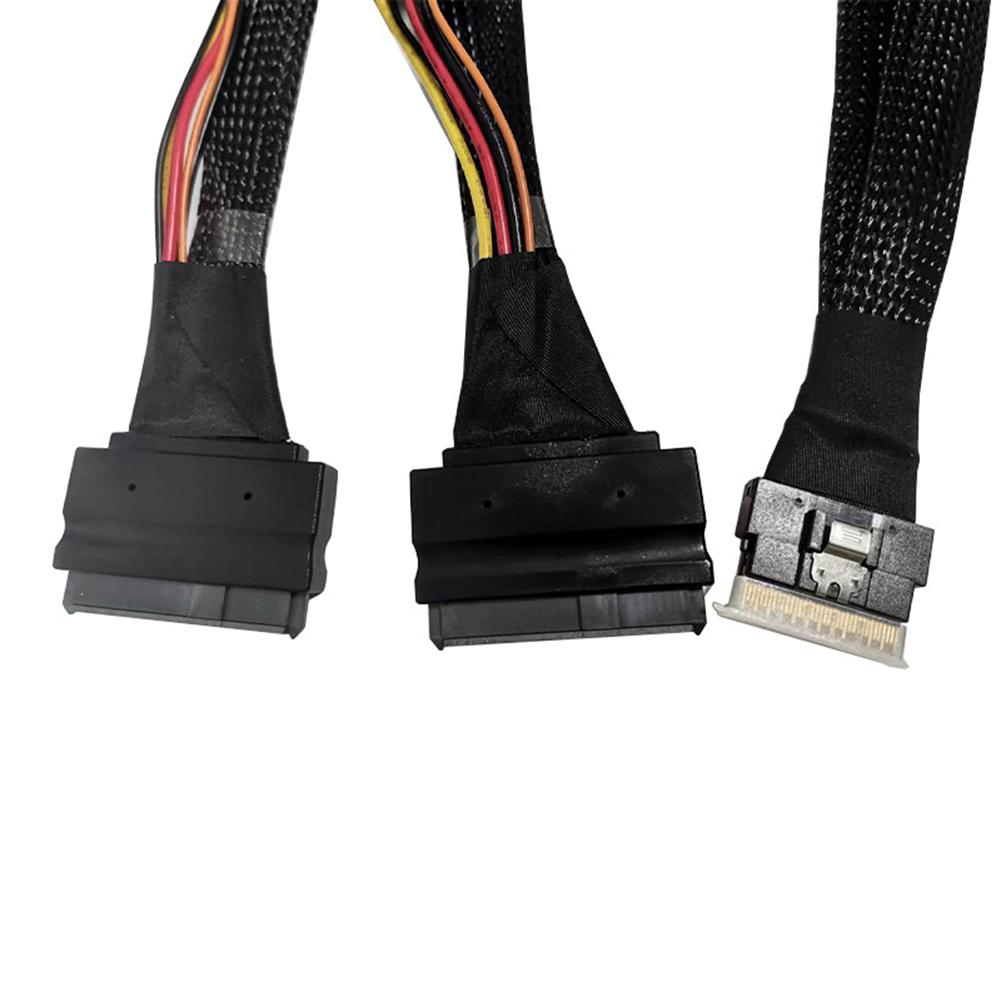 Адаптер SlimSAS 8X на 2*U.2 NVMe, кабель SFF-8654 74pin на 2*SFF-8639 68pin, линия данных SlimSAS
