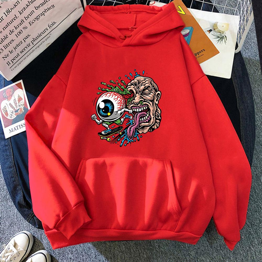 Худи «Глаз скейтбординга» Мужские/Женские Толстовки с капюшоном и длинным рукавом Повседневная K-pop уличная одежда Мужское пальто