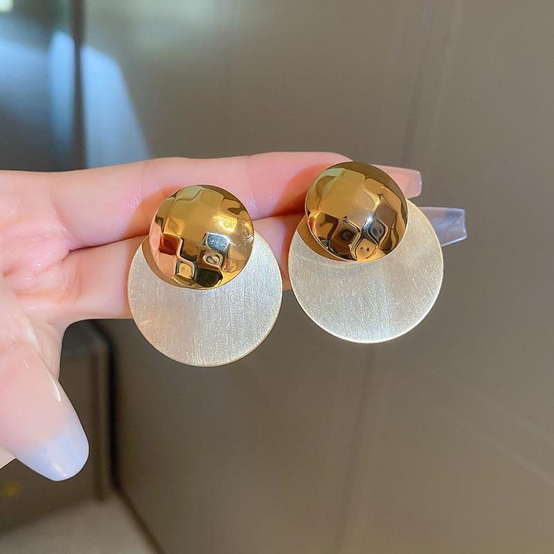 Золотые серьги с гальваническим покрытием и бриллиантами в форме геометрического круга — элегантный европейский и американский дизайн