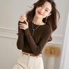 Women's Elegant Slim-Fit Wool Blend Long Sleeve Base Layer Sweater