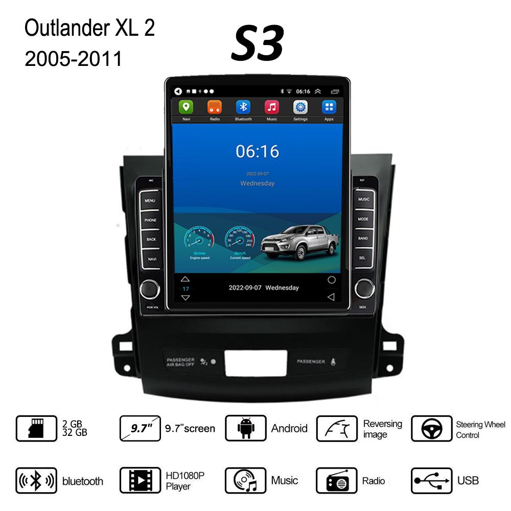 Для Mitsubishi Outlander XL 2 2005-2011 Citroen C-Crosser Автомобильный радиоприемник 9,7 дюйма Tesla с вертикальным экраном Carplay Android Авторадио Мультимедийный плеер 2 + 32 ГБ