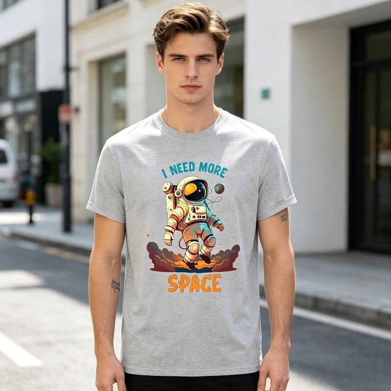 Cool SpaceUnisex Design Tshirt Unisex Casual Daily Wear Short Sleeve Graphic Tee I Need More Space Graphic Fashion Hip Hop Style