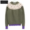 TAO COMME Des GARCONS [xINVERALLAN] Green Fair Isle Wool Ribbed Knit Sweater Tops M Green X purpleUsed