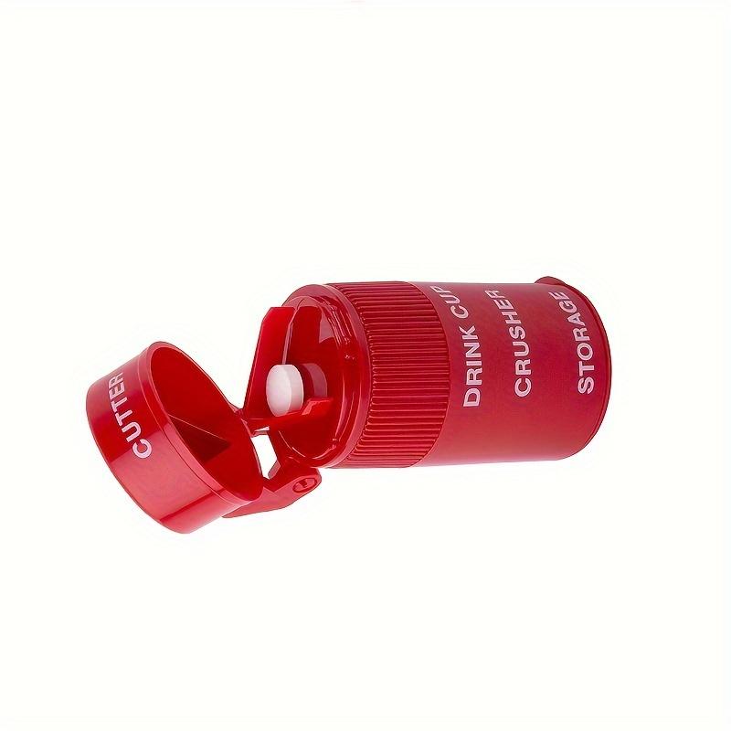 1pc 2 IN1 Pill Crusher, Creative Cutter And Grinder For Pills, Vitamins, Tablets, Stainless Steel Blade, Removable Drinking Cup