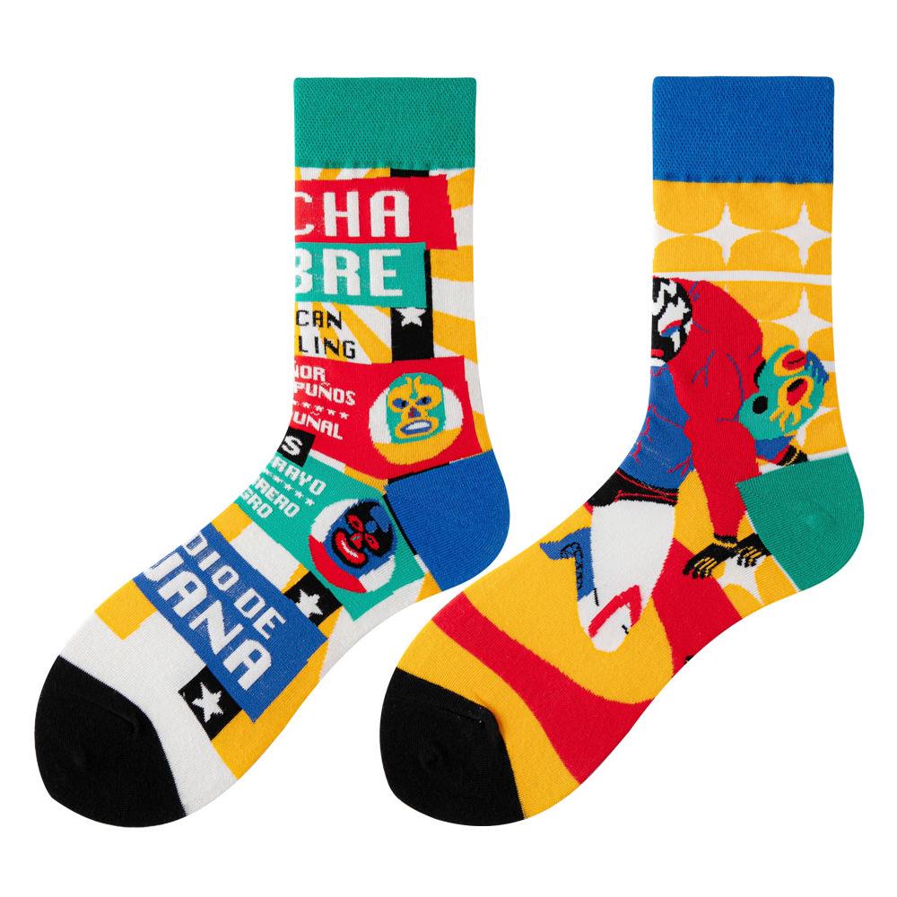 Asymmetric Colorful Christmas Cotton Socks for Couples