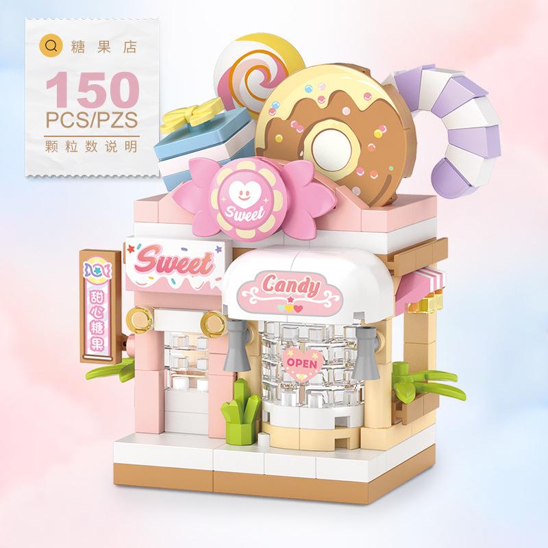 НОВЫЙ Ресторан Десерт Кофе Фрукты Магазин Вид с улицы Еда Дом Строительные блоки Набор для девочек Кирпичи Модель Дети Игрушка Дети