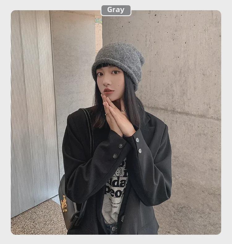 Japanese-Korean Style Warm Knitted Wool Hat for Autumn and Winter - Trendy, All-Match, Fits Large Head Circumference