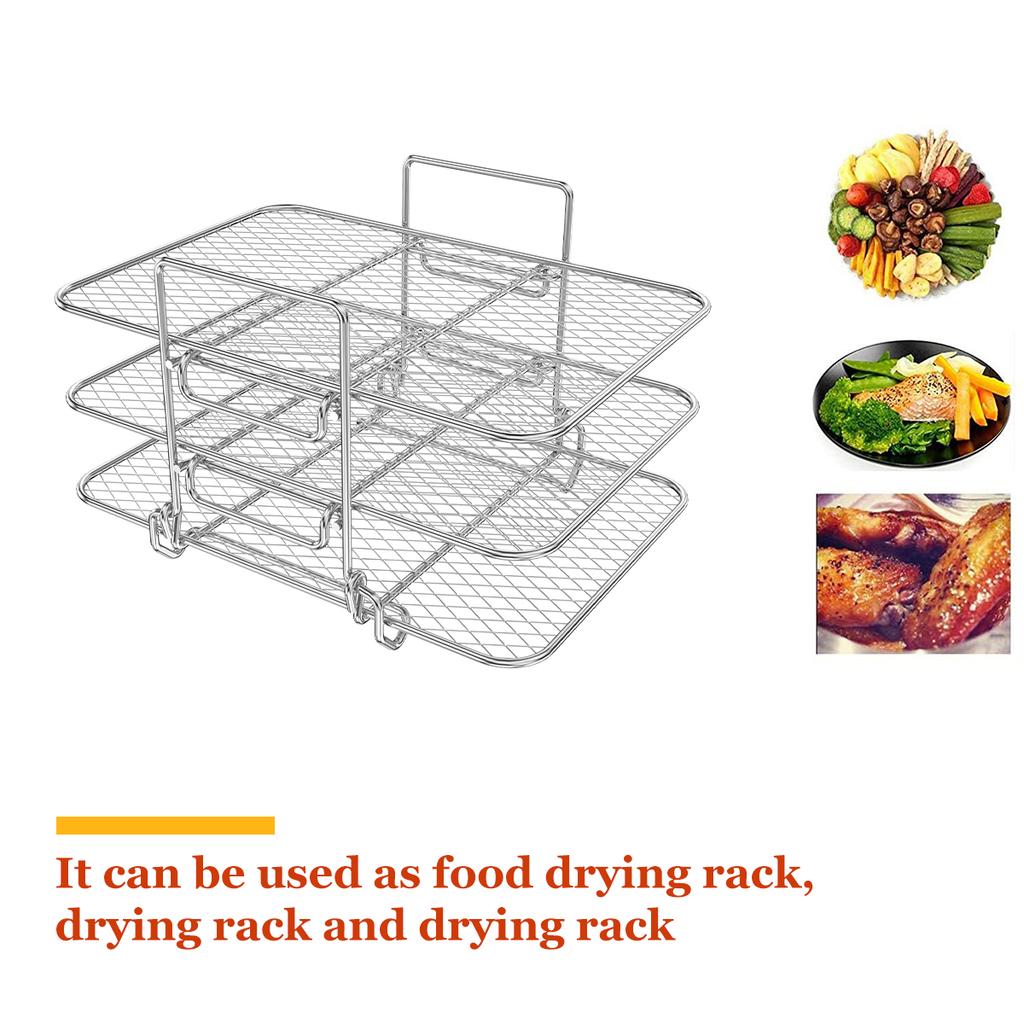 3-ярусная решетка для аэрофритюрницы Многослойная штабелируемая сетка из нержавеющей стали Решетка для гриля Решетка для приготовления тостов для духовки Микроволновая печь Выпечка