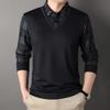 Men's New Long-sleeved T-shirt Fake Two-piece Lapel Casual POLO Shirt Men's Solid Color Casual Bottoming Shirt