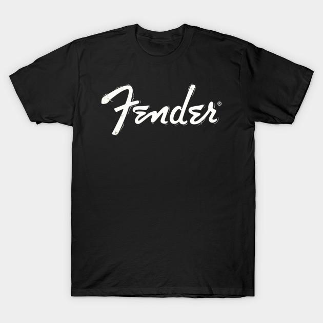 Азиатский размер Мужская черная футболка с принтом Логотип Fender Печать теплопередачей без вырезания Хлопковая футболка