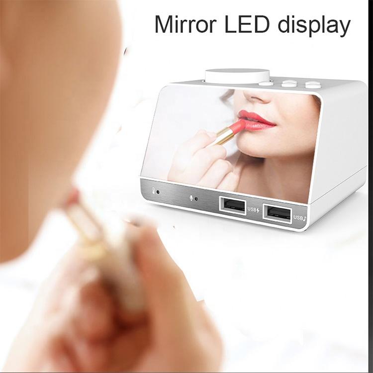 Radio Digital Desk Clock BT Speaker Creative Music Alarm Clock Display with Dual USB Interface Support U Disk TF Card FM