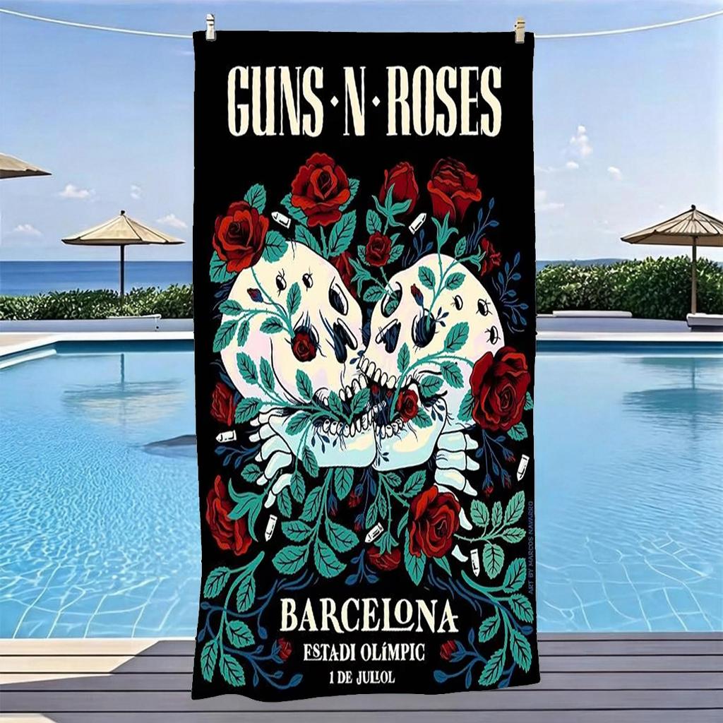 1 шт. G-Guns N Roses Барселона Олимпийский стадион Пляжное полотенце Микрофибра Быстросохнущее Классическое Банное полотенце Hard Rock для Бассейна Пляжа Путешествий
