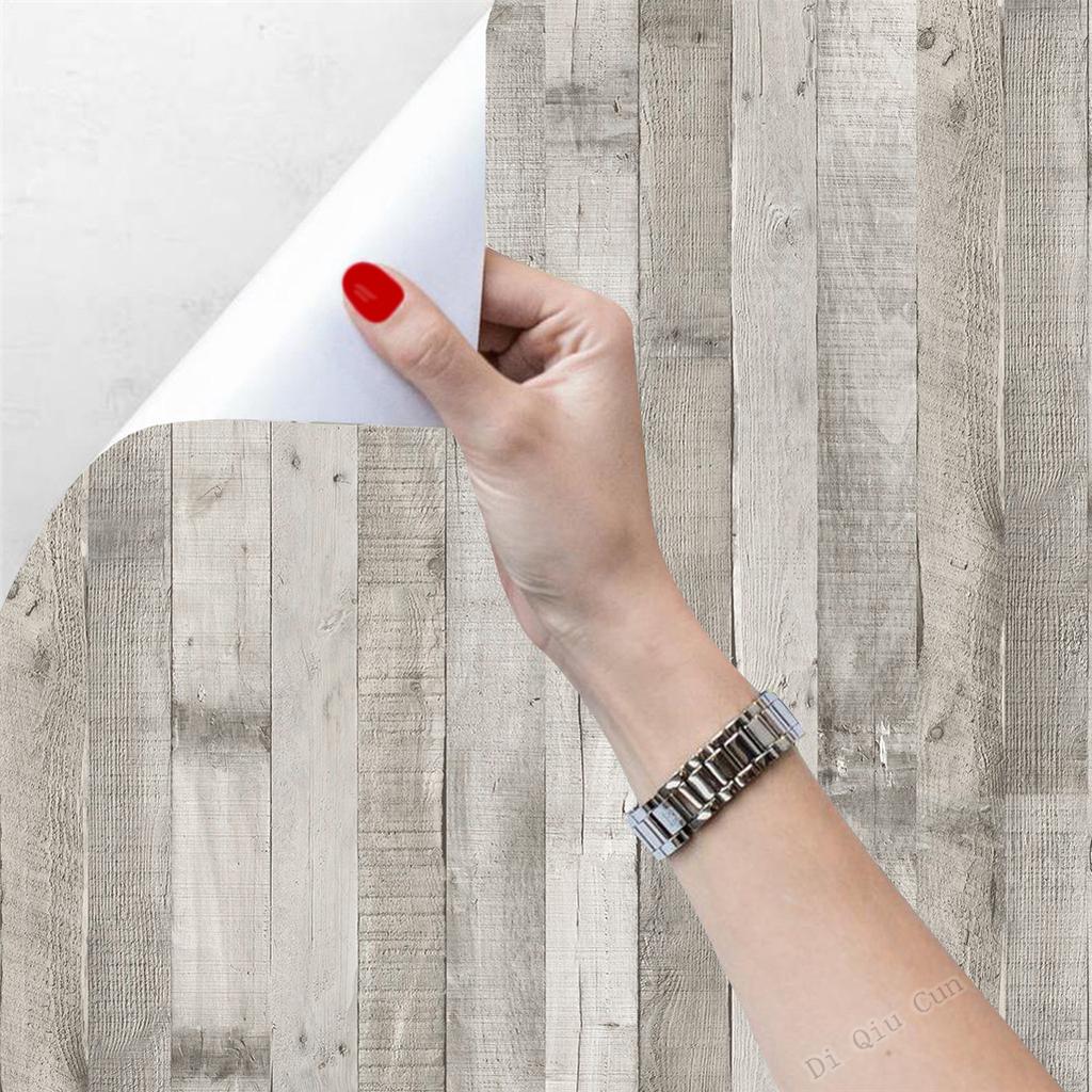 Ретро Бумага под Доску Имитация Самоклеящиеся Обои Самоклеящийся Рулон Обоев с Текстурой Дерева Светло-Серого Цвета для Ремонта Старого Дома