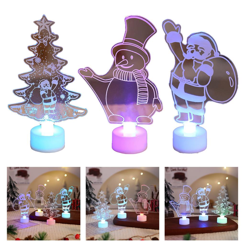 Glowing LED Christmas Acrylic Decoration With Changing Light Battery Powered Desktop LED Lamp for Christmas Centerpieces