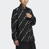 Adidas Originals Trefoil Print Letter Snap Button Long Sleeve Shirt Unisex Tops Black HU1229