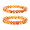 Men Women Artificial Amber Stone Round Beaded Bracelet Stretch Bangle 8mm/10mm