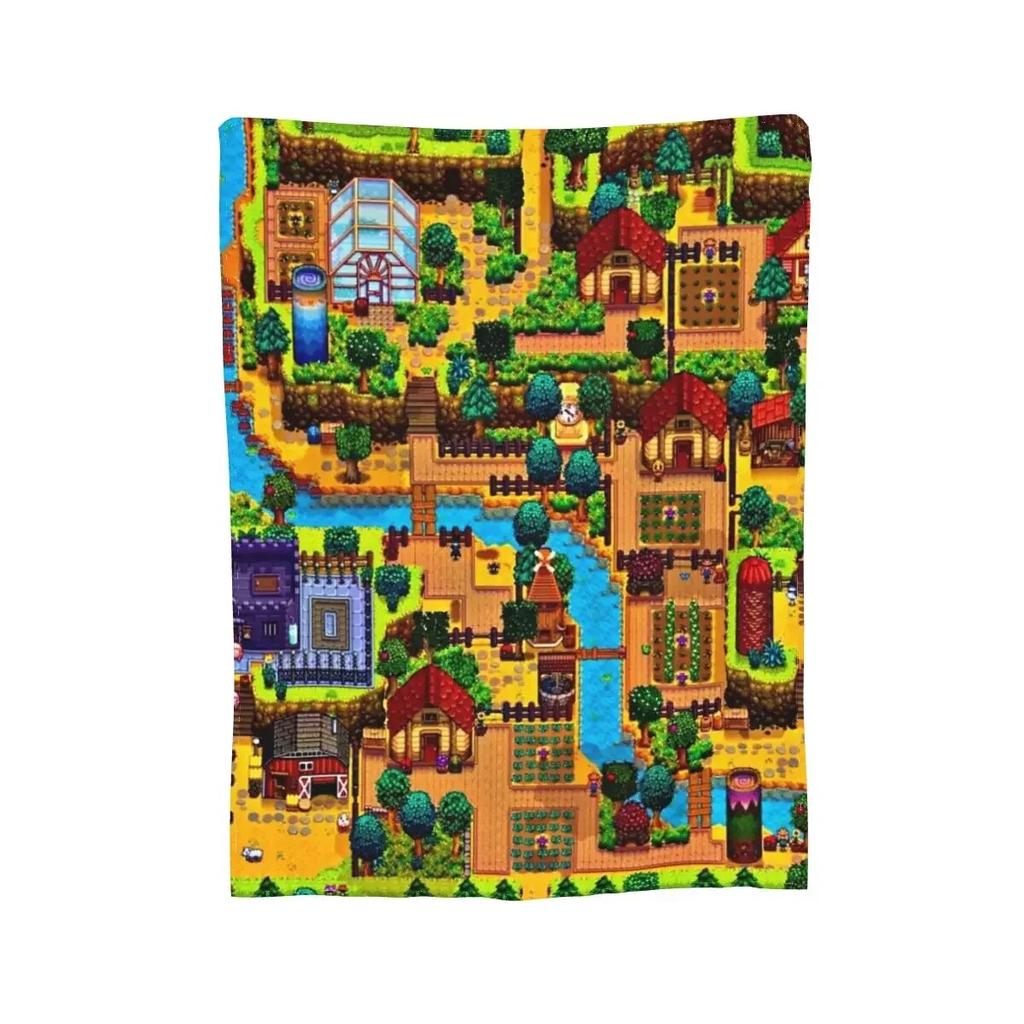 Одеяла с картой города Stardew Valley, мягкое теплое фланелевое одеяло, постельное белье для кровати, гостиной, пикника, путешествия, домашний диван