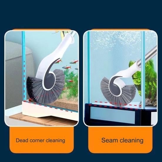 Щетка для раковины для аквариума, полукруглая головка щетки, чистка углов, длинная ручка, экономия труда